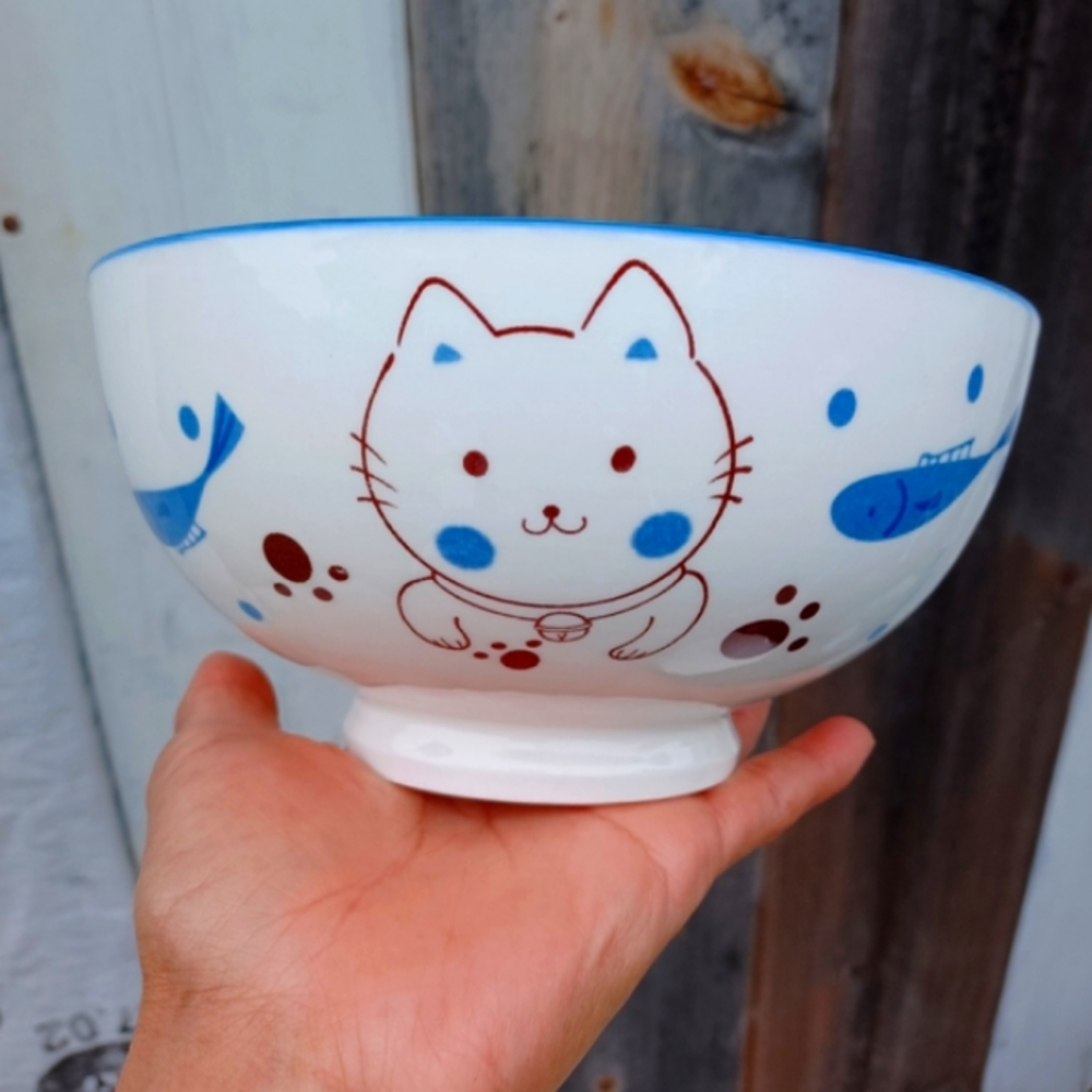 NWT 8.5" Cheng's Cat & Whale Serving Noodle Seving Bowl